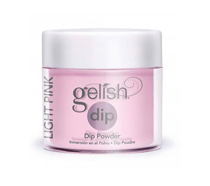 jar of pink gelish dip powder on white background